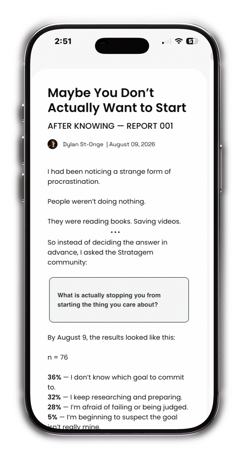 An After Knowing research report displayed as an email on a phone